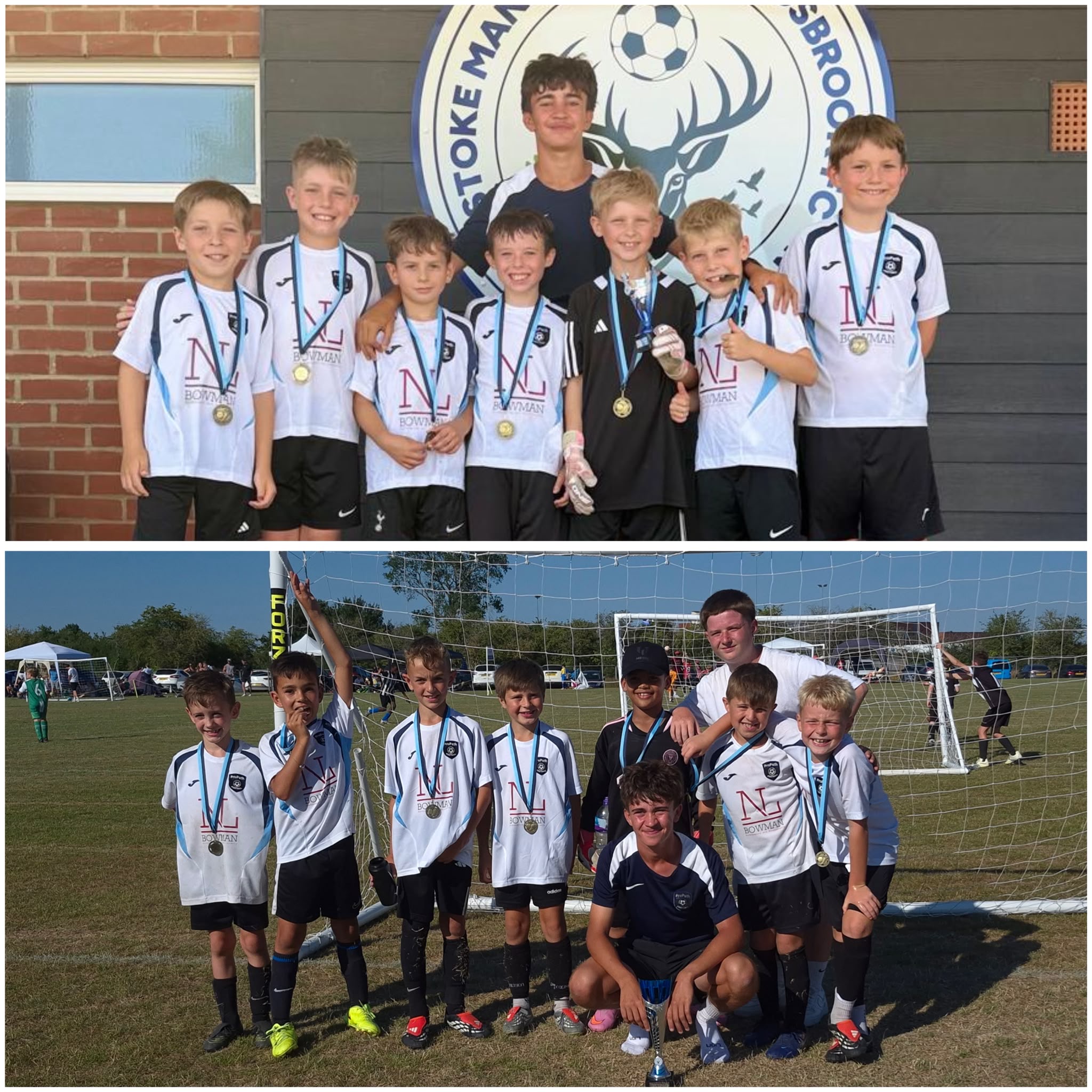 ProPath Football U8s and U9s celebrating with the Stoke Mandeville Cup and Plate